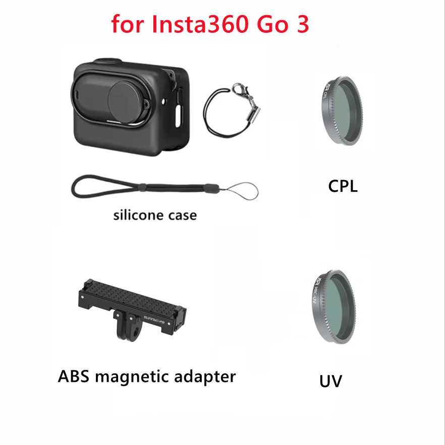 For insta360 3/3S Carbon fiber Neckband Holder Magnetic Neck Mount Holder Base Carrying Case Large Storage Bag Magnetic Cap Clip