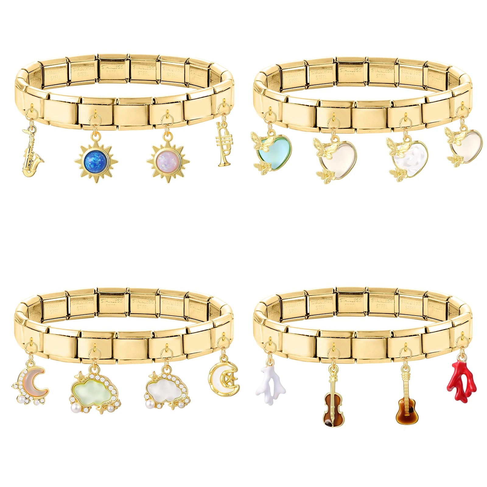 Циркон-золотого-цвета-Сова-Вишневое-Сердце-Морская-Звезда-Подвеска-Итальянский-Шарм-link-Подходит-9-мм-Браслет-Из-Нержавеющей-Стали-Женщины-diy-Изготовление