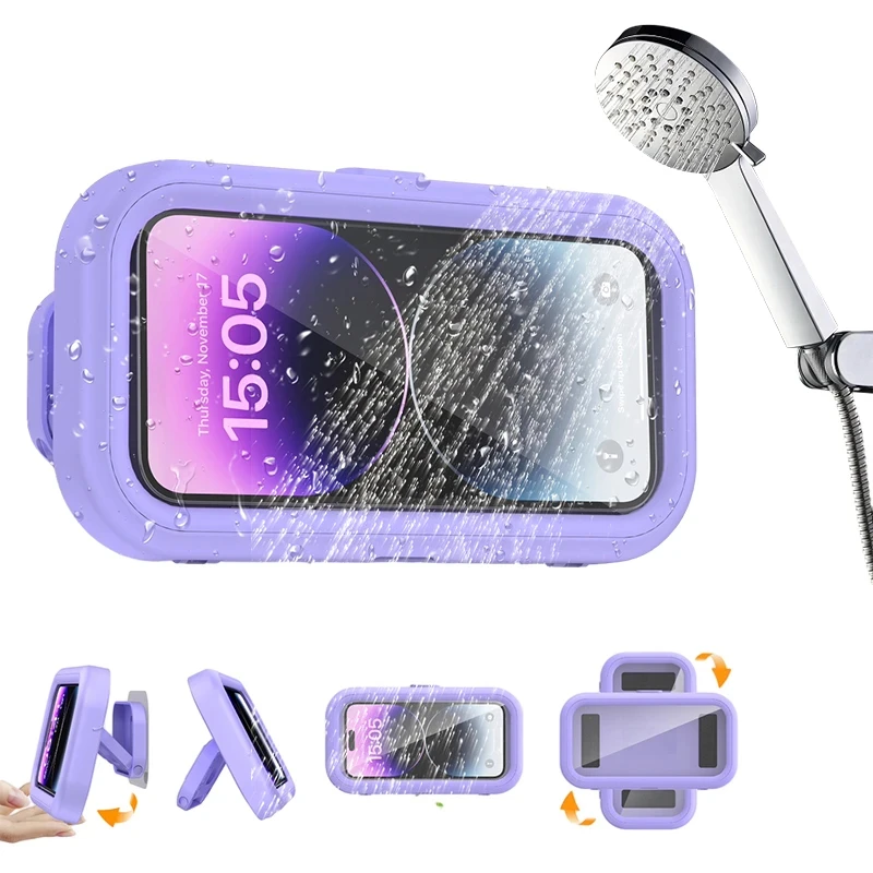 360 Degree Rotating Shower Phone Holder Bath Phone Holder Waterproof Retractable Stand Cellphone Stand Screen Touch Case