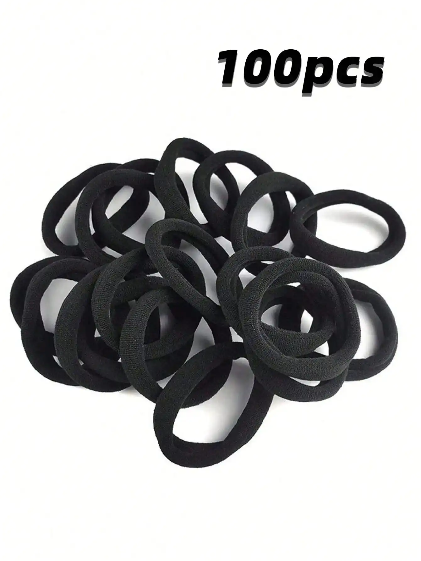100Pcs Black Fabric Hair Bands 4CM High Elasticity Minimalist Style Hair Ties for Braids And Ponytails image 5