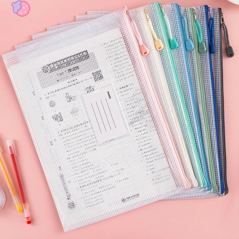5 pz/set Trasparente Cerniera A4 Borsa di Immagazzinaggio di Documenti Impermeabile Ufficio Studente Classificazione dei soggetti Esame di Stoccaggio della Carta