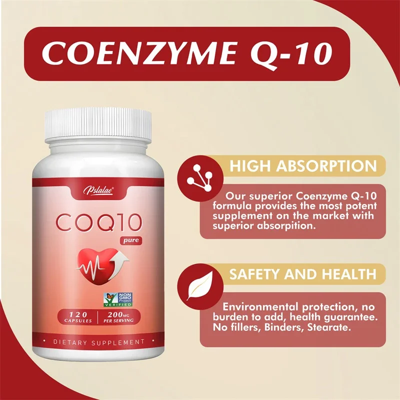 CoQ10 200 mg - Produkcja energii, zdrowie serca, poziom ciśnienia krwi i wsparcie odporności, przeciwutleniacz