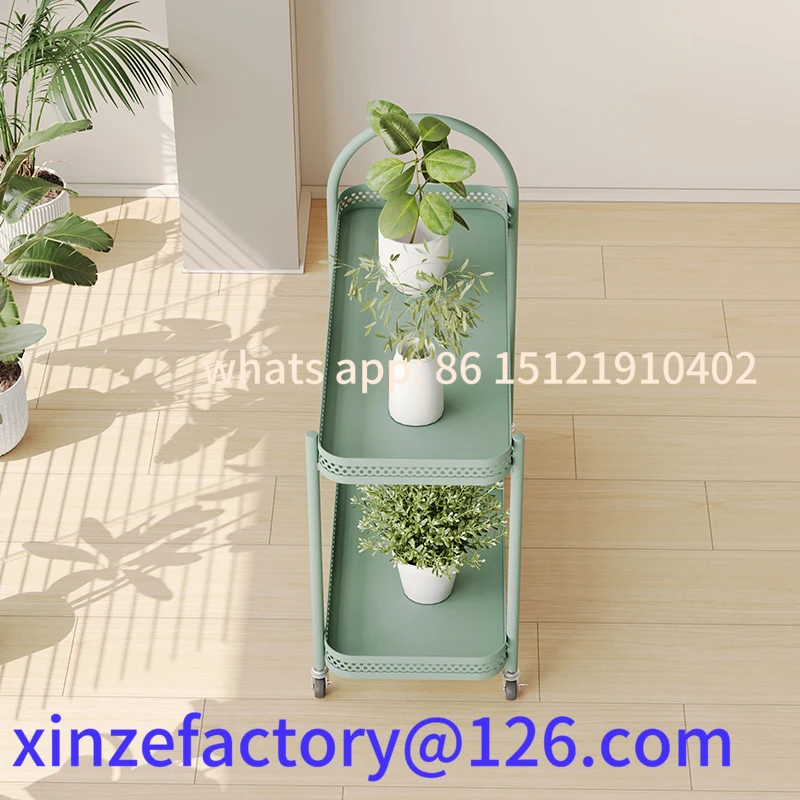 Customizable Minimalist Iron Flower Pot Stand  Movable  Planter Rack  Easy-Clean Rolling Shelf