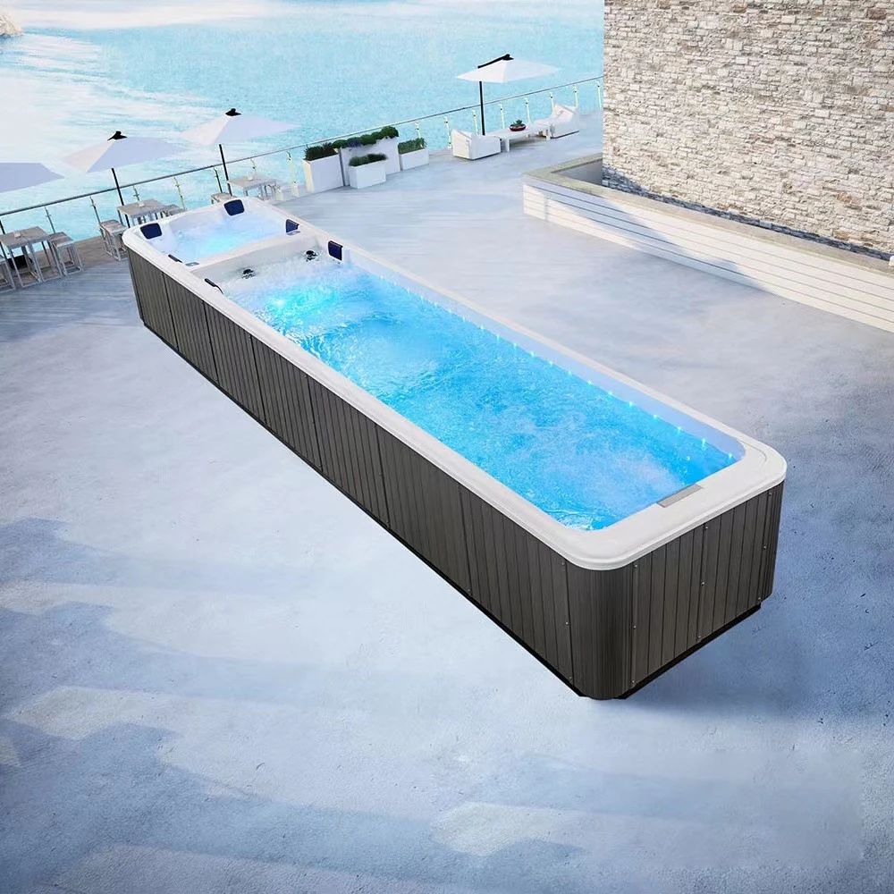 Acrylic aboveground swimming pool 10m swim spa swimming pool led light outdoor pool family party spa pool