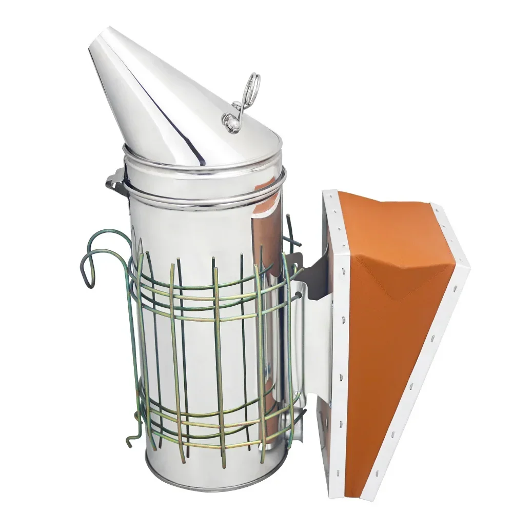 

Высокий заостренный распылитель дыма из нержавеющей стали с коричневой кожей, распылитель дыма, бутылка дыма для отведения пчел и инструментов для пчеловодства