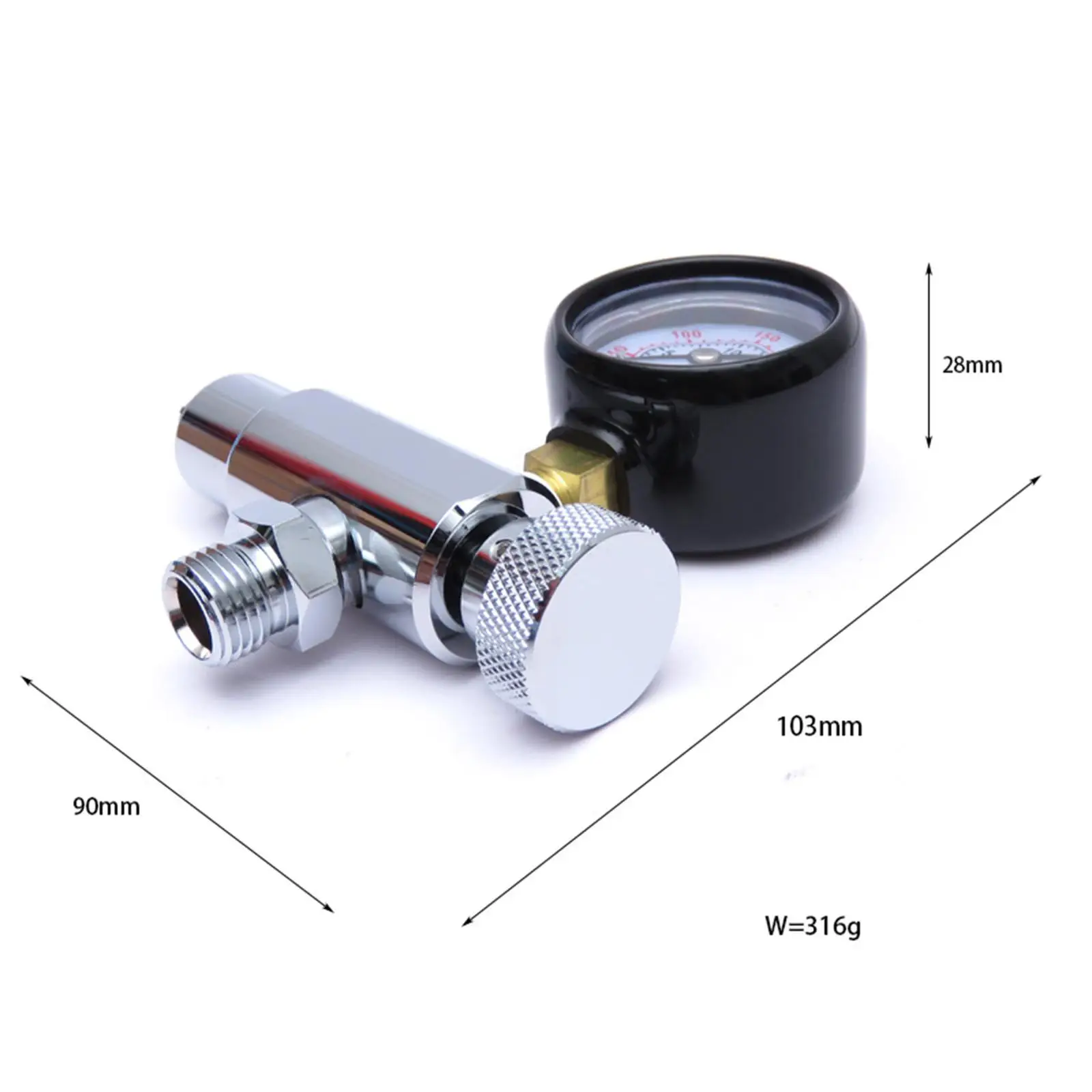 Scuba Regulator Service Tool with 300 PSI Gauge Underwater Regulator Adjustment Accessory Copper Material for Diving Technicians view 4