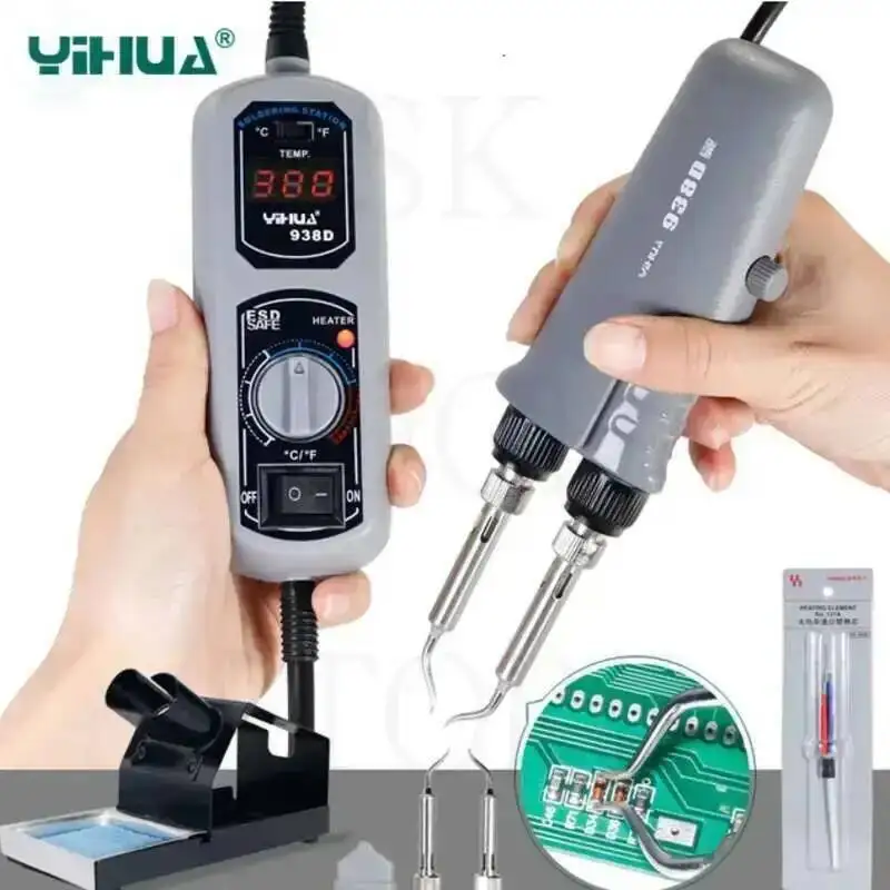 YIHUA 938D Portable Tweezers Soldering Station, 60W SMD Desoldering Kit with PID Temp Control & Auto Sleep for Phone Repair
