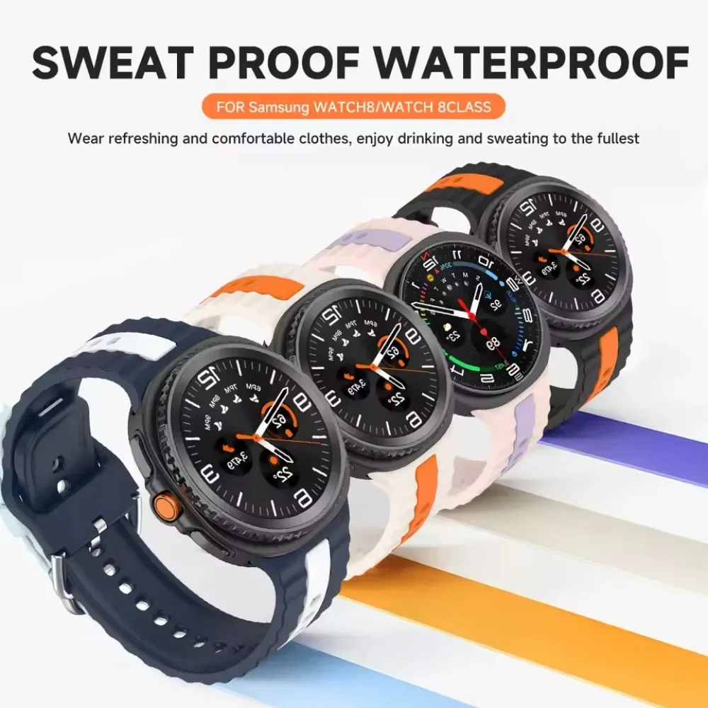 Two-tone Soft Silicone Strap for Samsung Galaxy Watch 8 Classic 46mm Breathable Sport Bracelet for Galaxy Watch 8 44/40mm Strap
