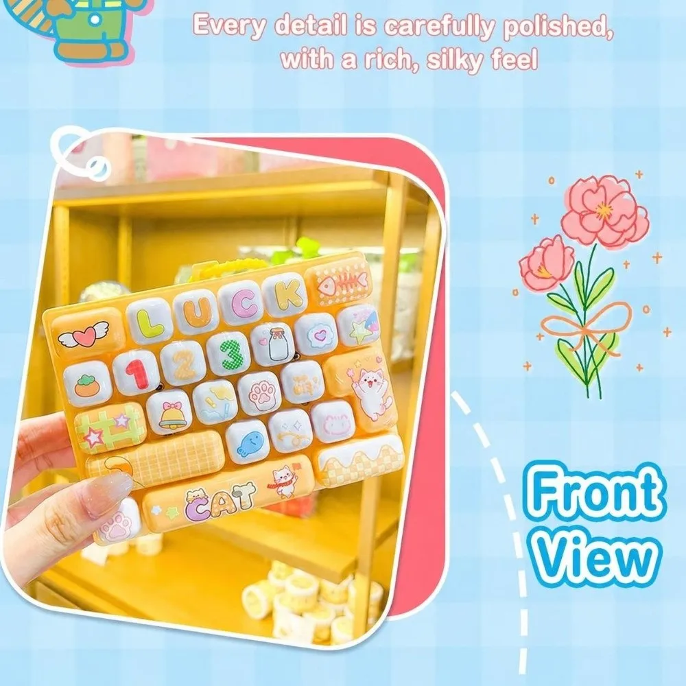 Funny 26 Keys Mechanical Keyboard Hanging Gift Keycap Clicker Cartoon Stress Relief Fidget Bag Charm