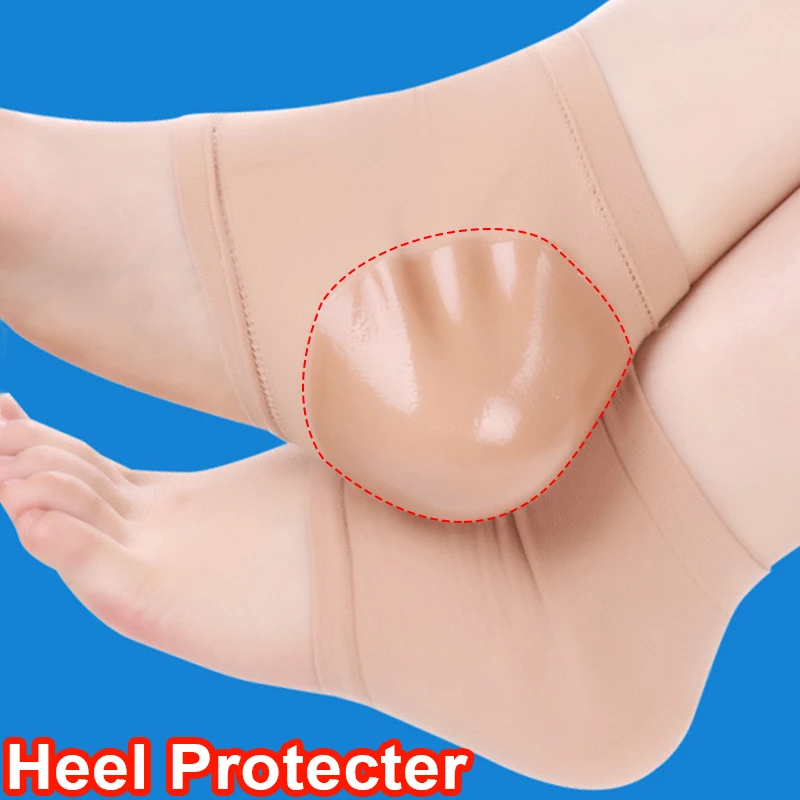 1Pair Silicone Heel Protector Protective Sleeve Heel Spur Pads For Relief Plantar Fasciitis Heel Pain Reduce Pressure On Heel