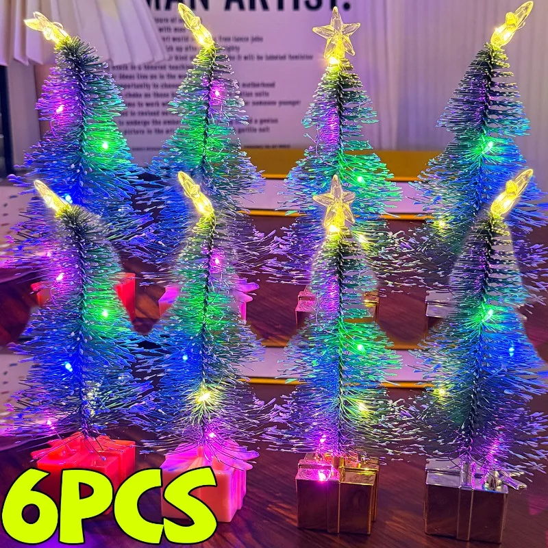 

Мини-красочная светящаяся рождественская елка, настольное украшение «сделай сам», рождественская елка, поделки, освещение с пуговицами, батарейки, подарок на Новый год