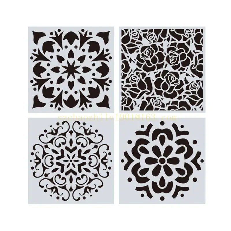 62ka 16pcs/set stencils Strancils Diy шаблон рисовать настенные рисование для деревянных плиток Рок -украшение