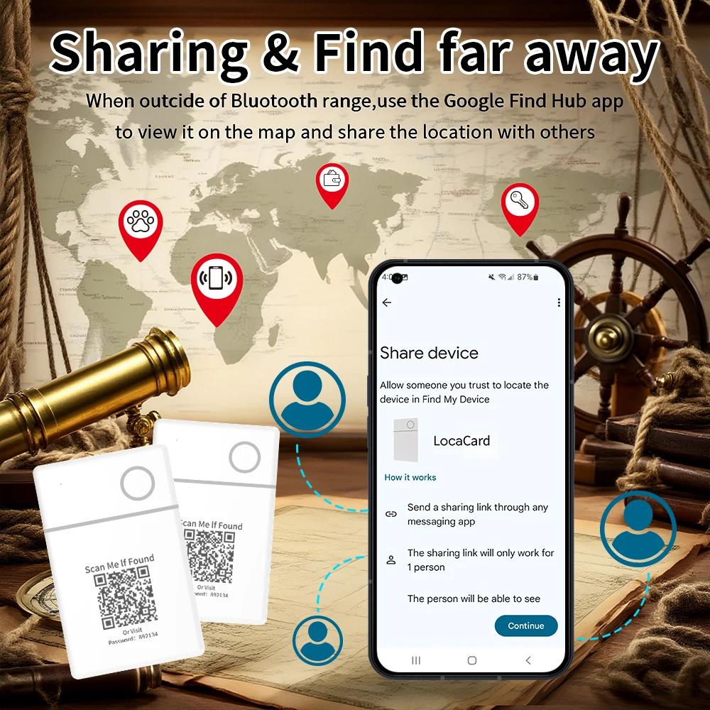 Localizzatore GPS Android RSH Codice QR Localizzatore di schede di ricarica wireless Smart Tag anti-smarrimento tramite app Google Trova hub Posizione di visualizzazione remota