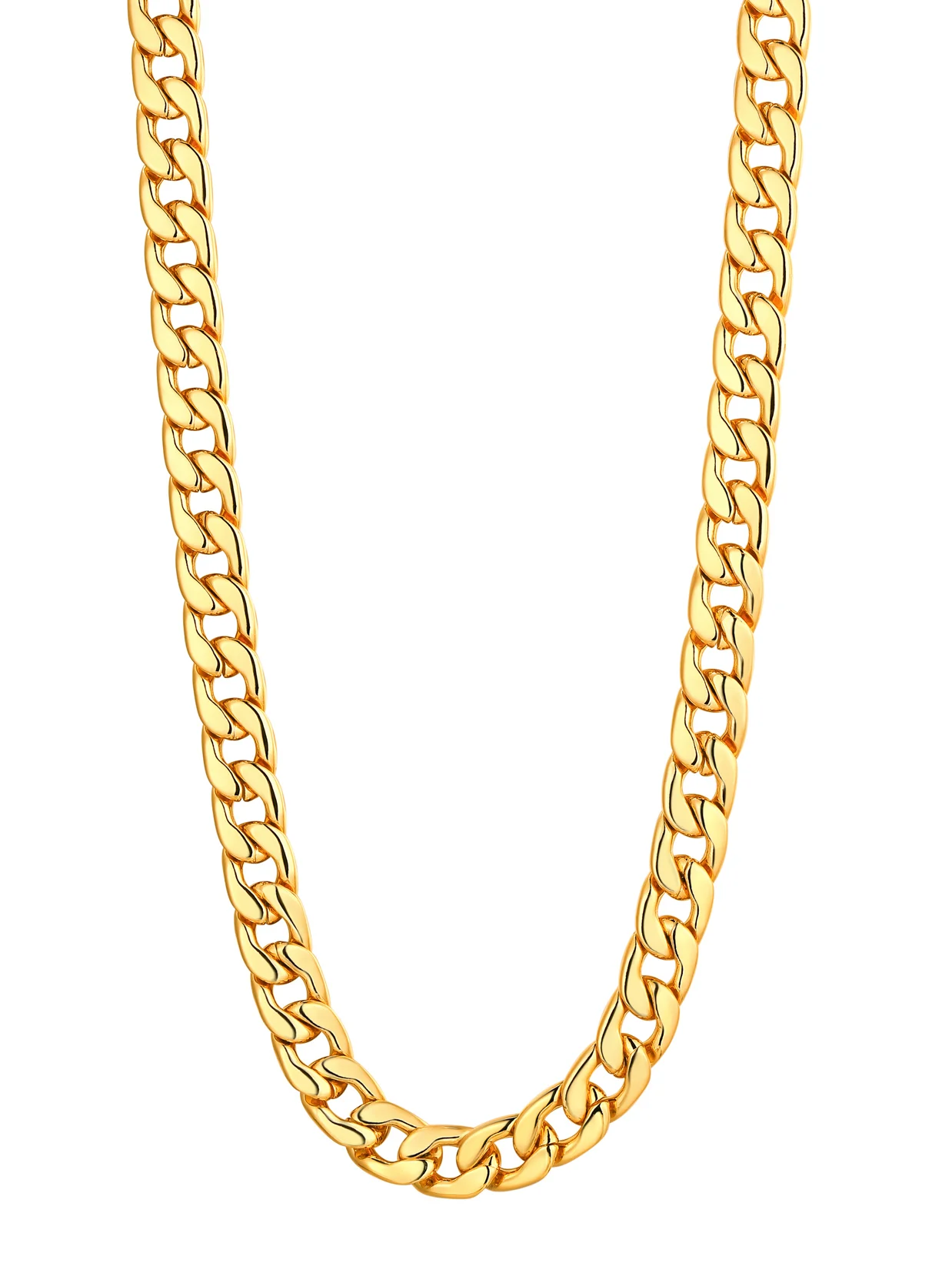 U7 Chunky Flat Cuban 7mm Wide Link Chain Necklace 18-30 inches Hip Hop Jewelry