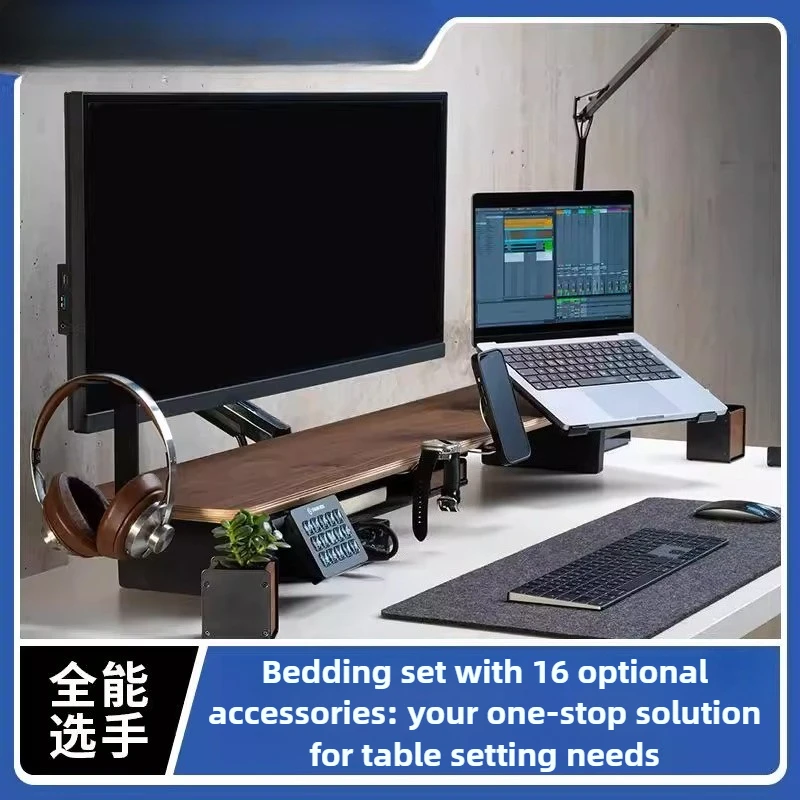 Modular Desk Riser Monitor Stand Cable Management Desktop Organizer Base Computer Desk Shelf for Office Workspace Accessories