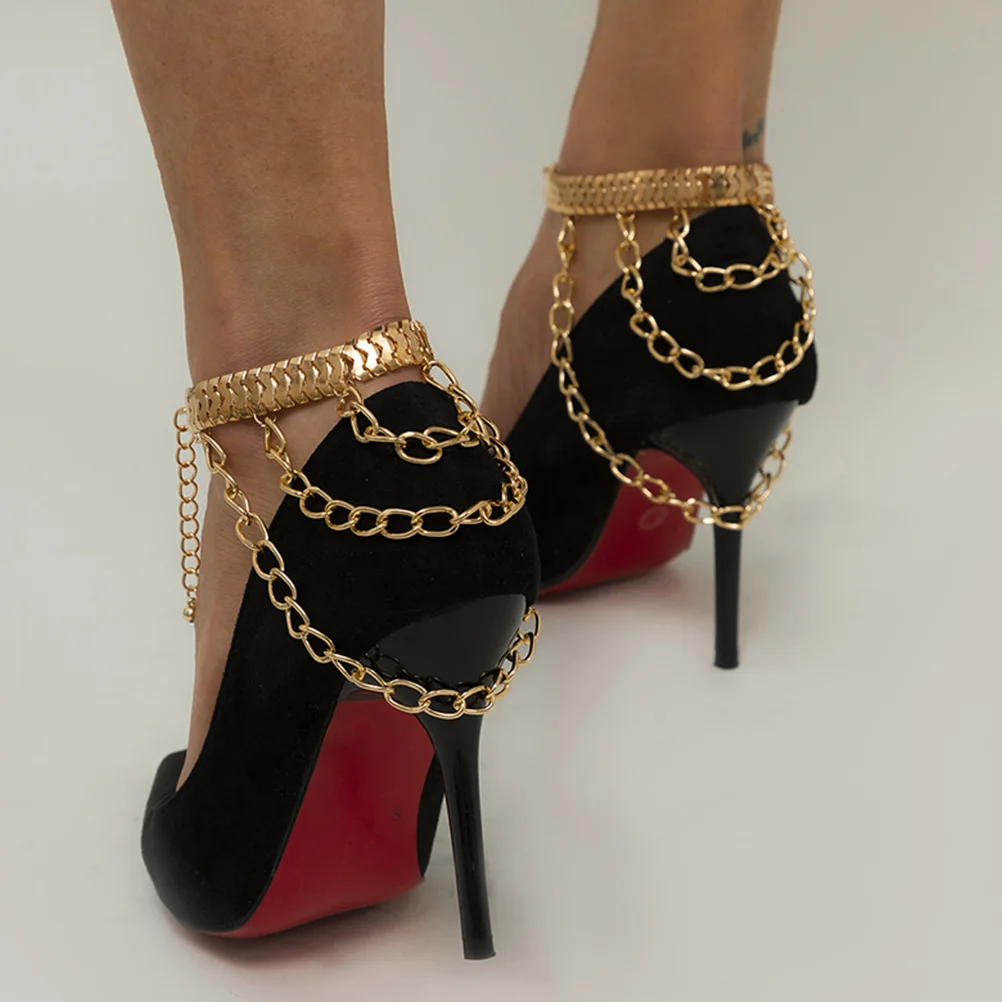 

2Pcs High Heel Ankle Chain Decor Women Shoe Chains Punk Fashion Jewelry Gift Graduation Shoe Chains Boot Chain