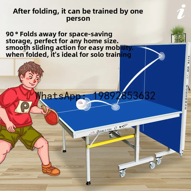 XL   Table Tennis Table for Home Use, Foldable and Portable, Standard Indoor B275 Blue Ping Pong Table
