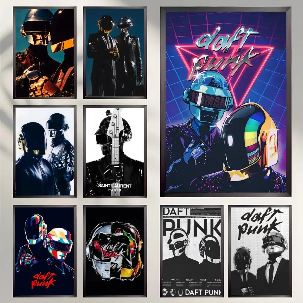 Band Daft Punk Poster Self-adhesive Art Waterproof Paper Sticker Coffee House Bar Room Wall Decor