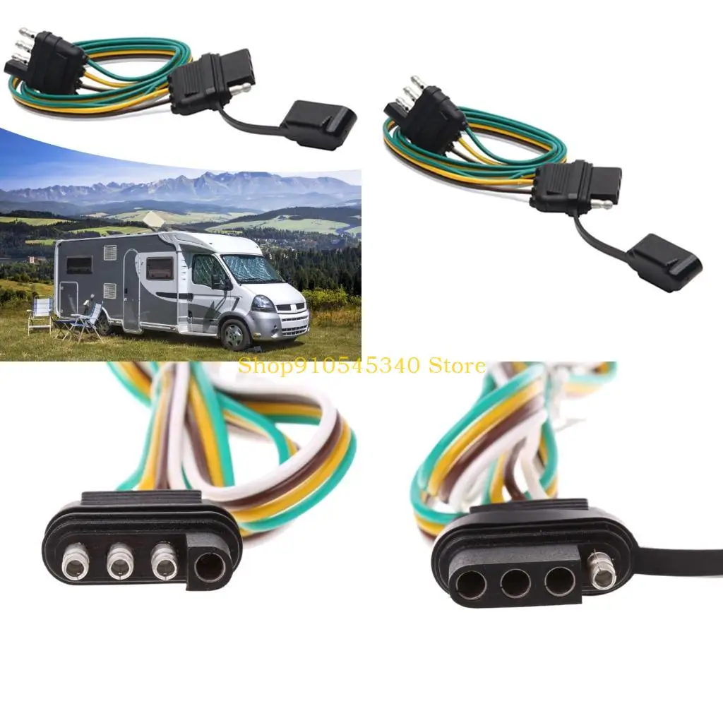 

U2JA Shockproof Trailer Light Connector 4 Pin Plugs Socket ABS Cable for Strong