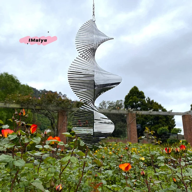 M-Edelstahl Windspiele Windmühlen-Metallspinner Spiralförmige Windspinner für Garten-Dekoration Drehbare Rasen-Windspiele Ornamente