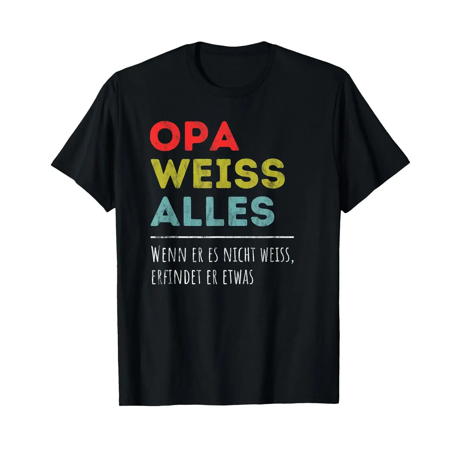 T Shirt with German Text quot Opa weiß Alles Grandfather s from Grandson vintage Washed Versatile graphic Casual fashion