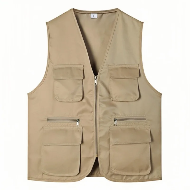 Work and Leisure All-Match Summer Fishing Vest Multi-Pocket Vest High-End Custom Logo Printed Brand Text