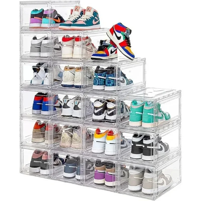 12 Pack Acrylic Clear Shoe Boxes– Ultra Clear Plastic Stackable Sneaker Storage For Sneakerhead.