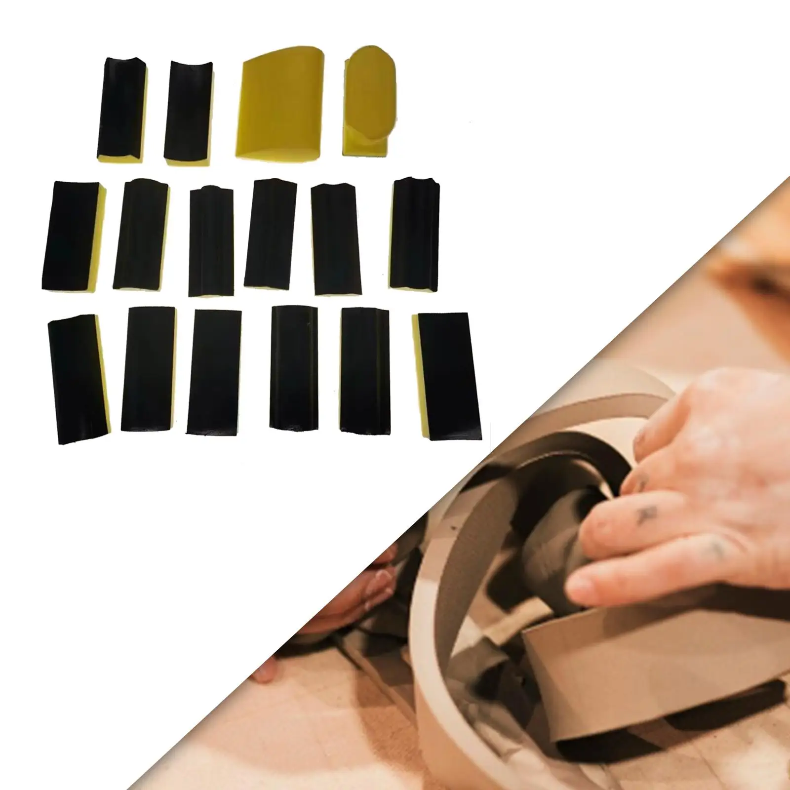 16x Hand Sanding Block Set Sanding Pad Kit Sander Block for Auto Repair and Paint
