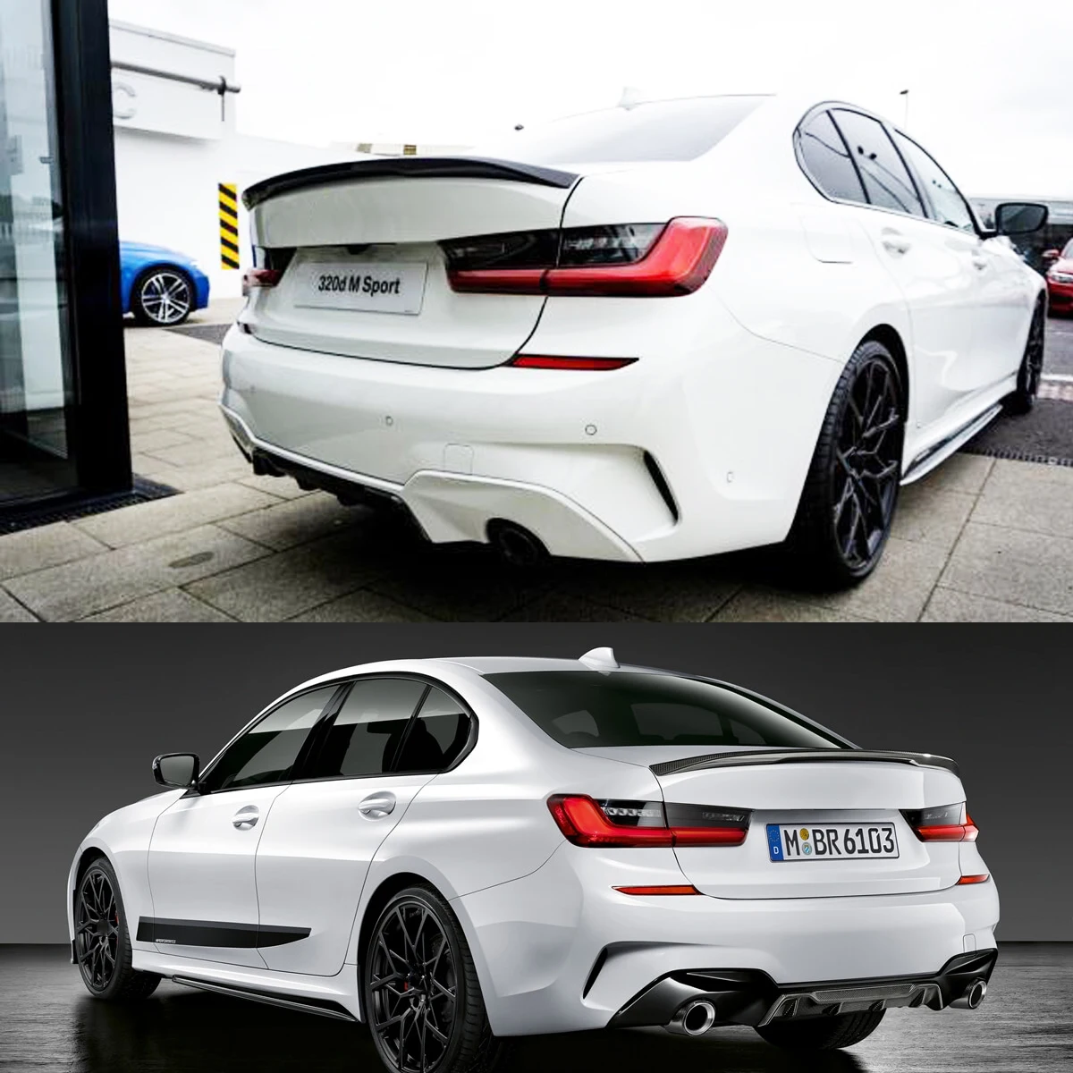 MP نمط الخلفية الذيل الجناح ل 2019-2024 BMW 3 سلسلة G20 330i M340i لمعان الأسود الجذع المفسد الشفاه الخلفي الجذع التمهيد الشفاه سبويلر الجناح #2