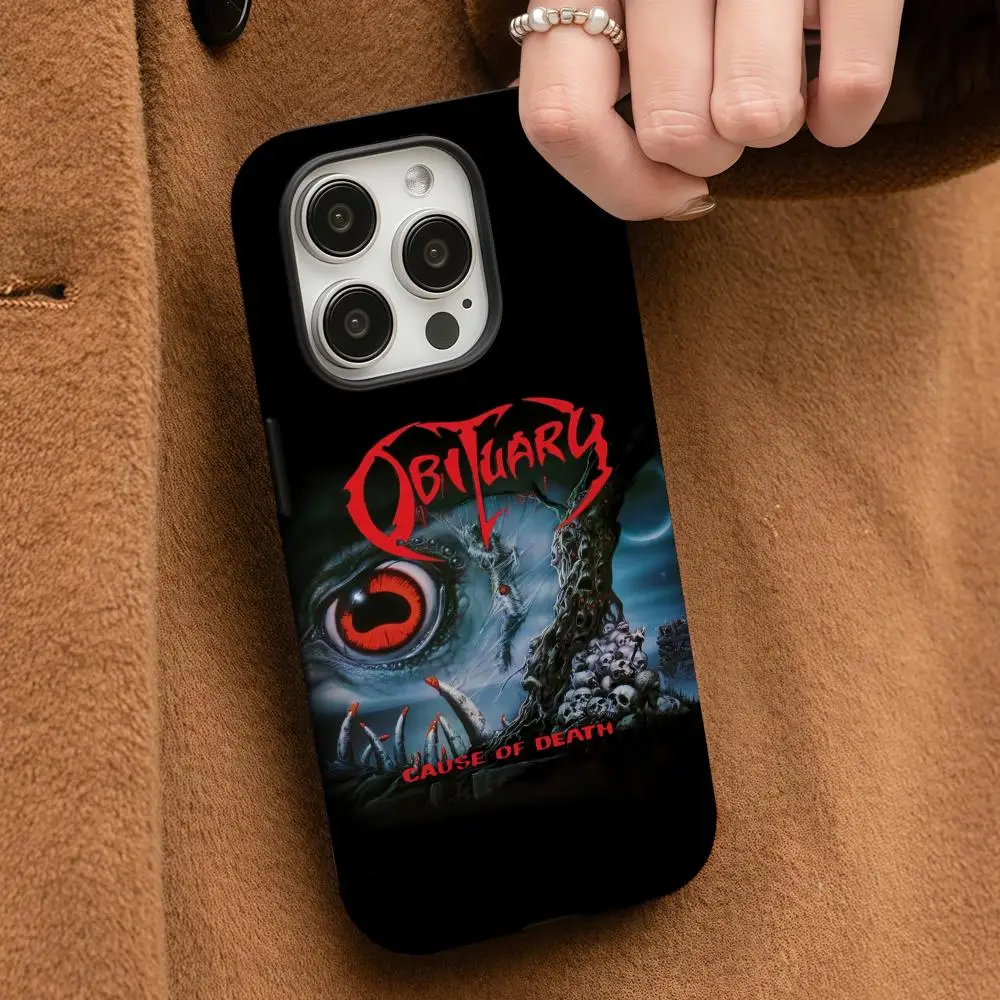 Чехол для телефона Band O-Obituary для iPhone 17, 16, 15, 14, 13, 12, Pro Max Plus, глянцевый HD, двухслойная жидкая задняя пленка, твердый корпус