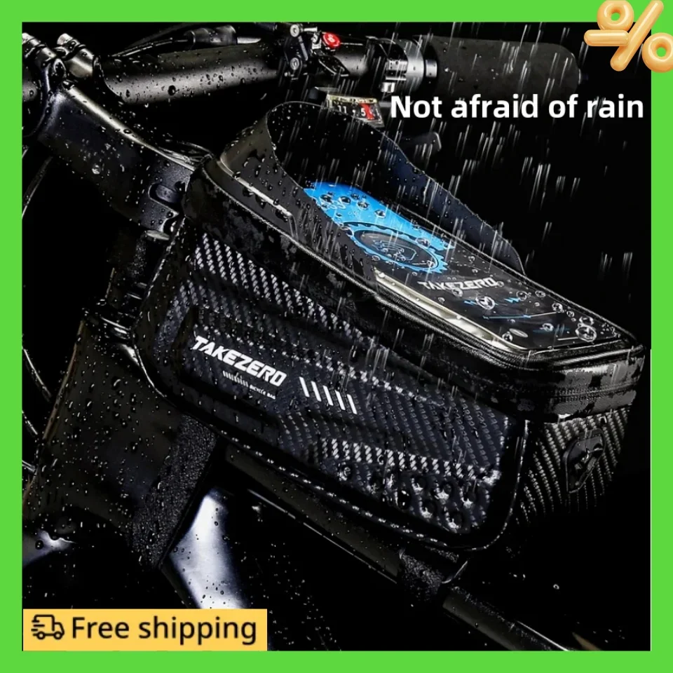 Mountain Bike Bag Rainproof Bicycle Top Tube Bag Bike Front Handlerbar Bag 4.7- 6.8 inch Mobile Phone Case Cycling Accessories