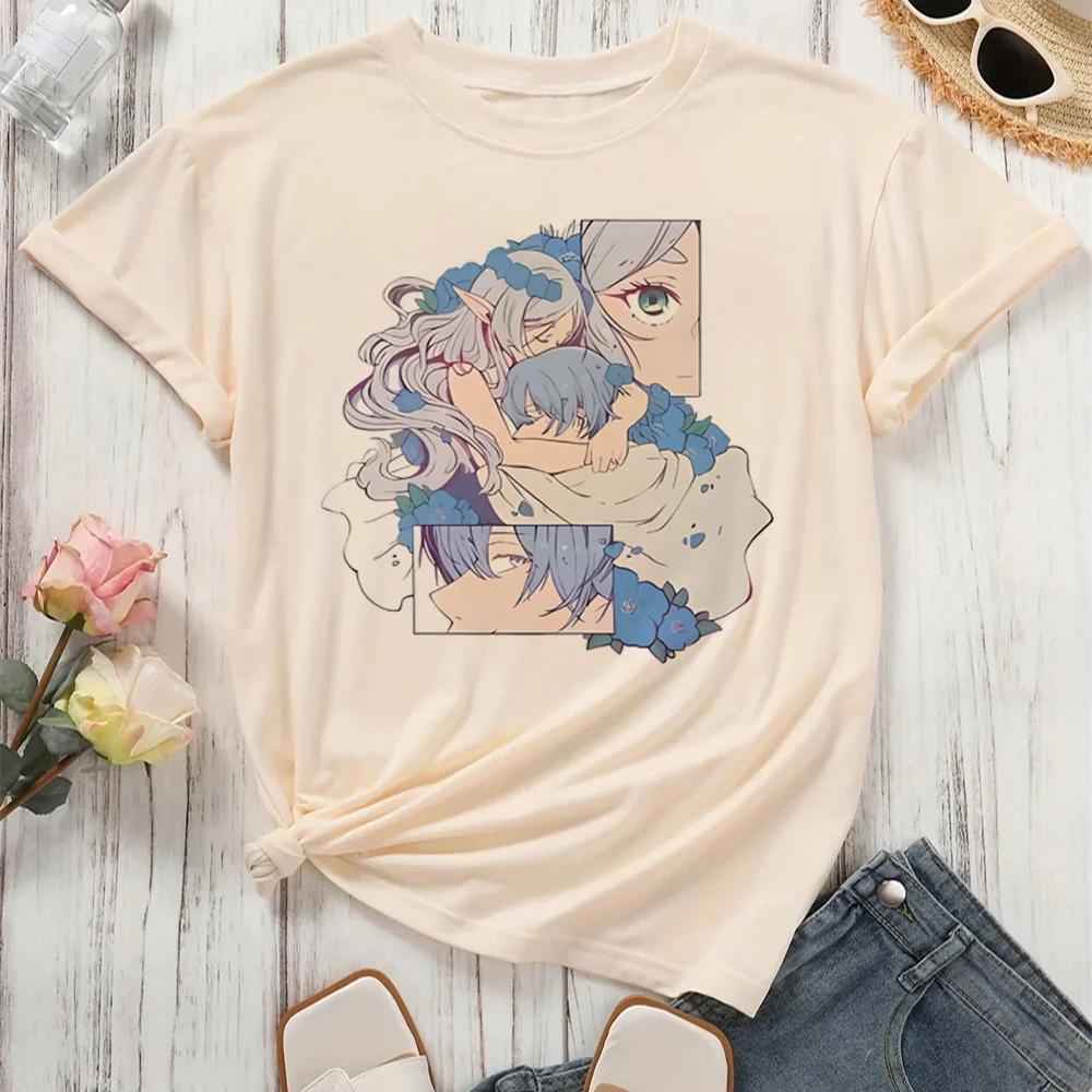 Frieren t-shirt women graphic Retro women hip hop shirt aesthetic korean clothes Classic kawaii Retro Digital