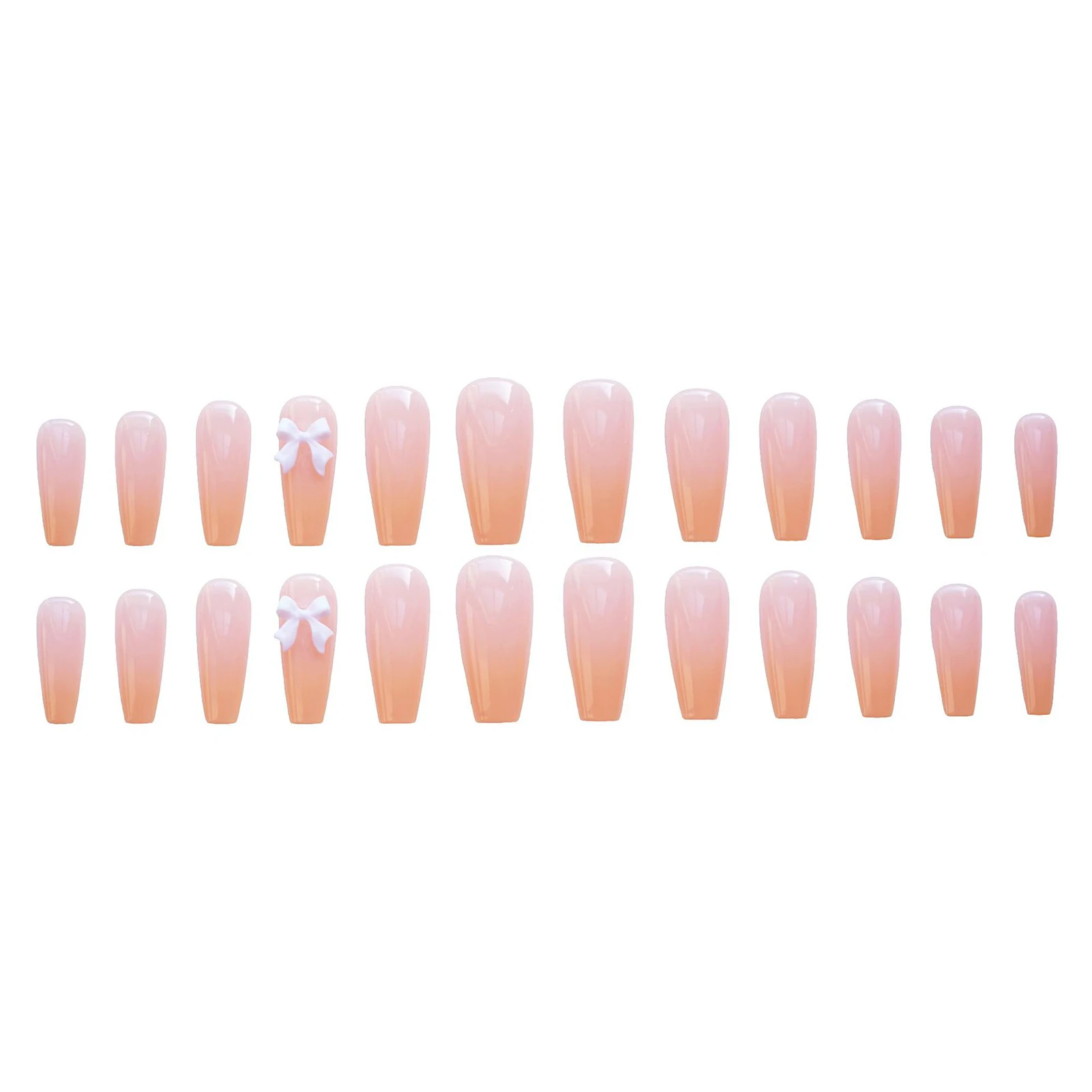 24PCS Long Press On Nails Cute Gradient Orange Design Full Coverage Nails