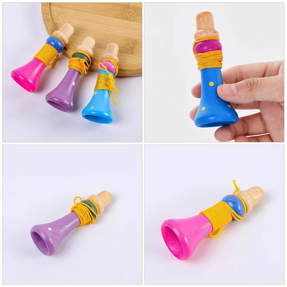 5 Stücke Holz Trompete Musikinstrumente für Kinder Gemischte Farbe Lustige Realistische Sound Spielen Anfänger Lernen