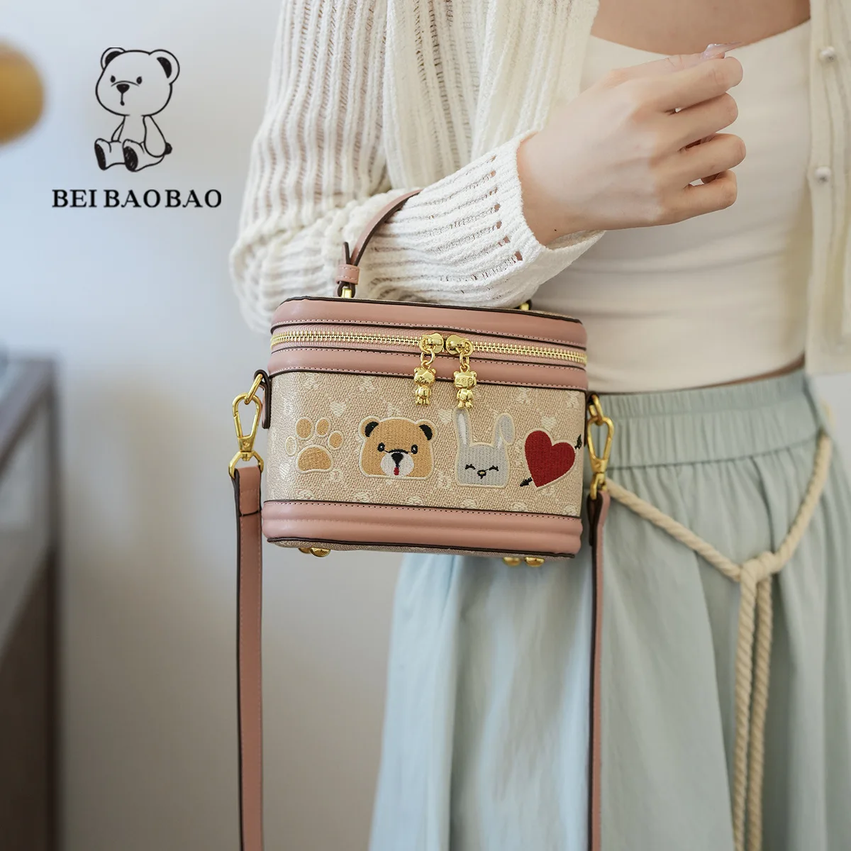 Beibaobao 2024 Summer New Women's Bag Sweet Cute Box Bag Casual Fashion Versatile Handheld Crossbody Bag Ladies Shoulder Bags