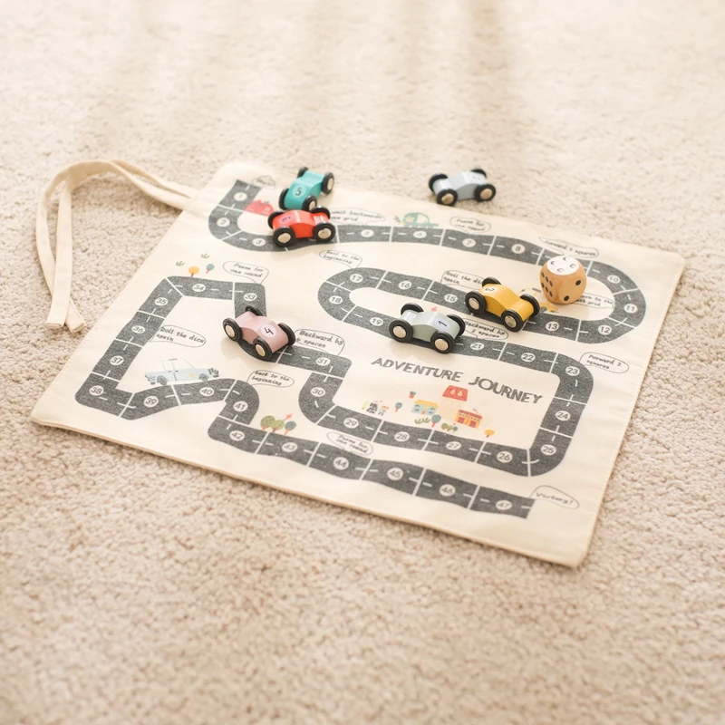 35*31cm montessori Spielzeug Baby Auto Verkehr Straßenkarte Leinwand Desktop-Matte Spiel Holzauto Eltern-Kind-Interaktion Kind Bildung Geschenk – Detail 15