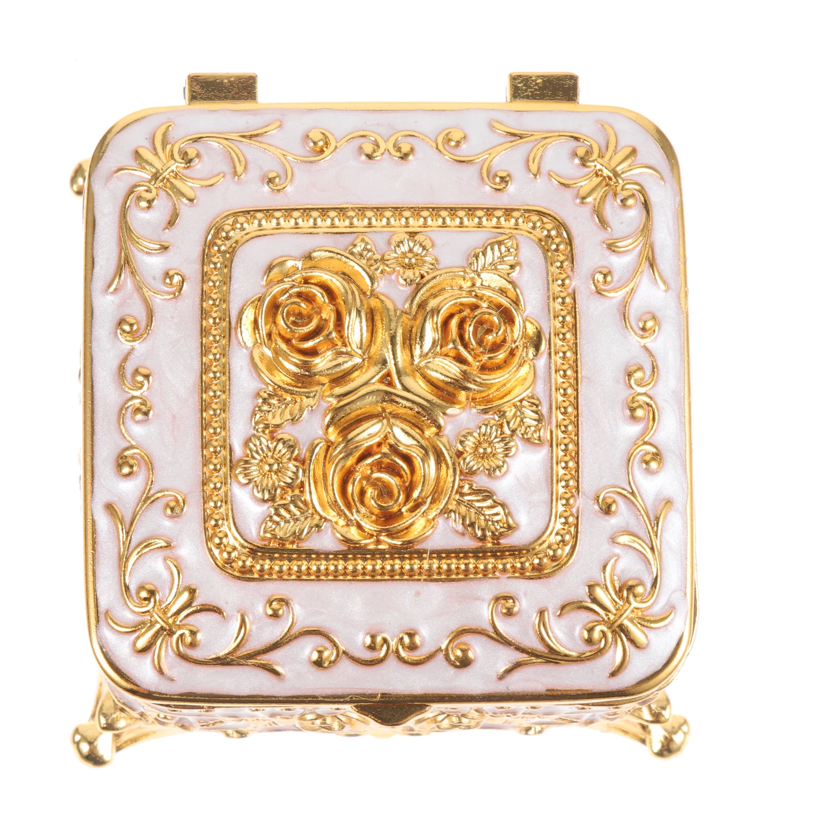 

Jewelry Storage Box Retro Alloy Enameled Trinket Organizer For Earrings Rings Necklaces Bracelets Desktop Decorative Case Metal