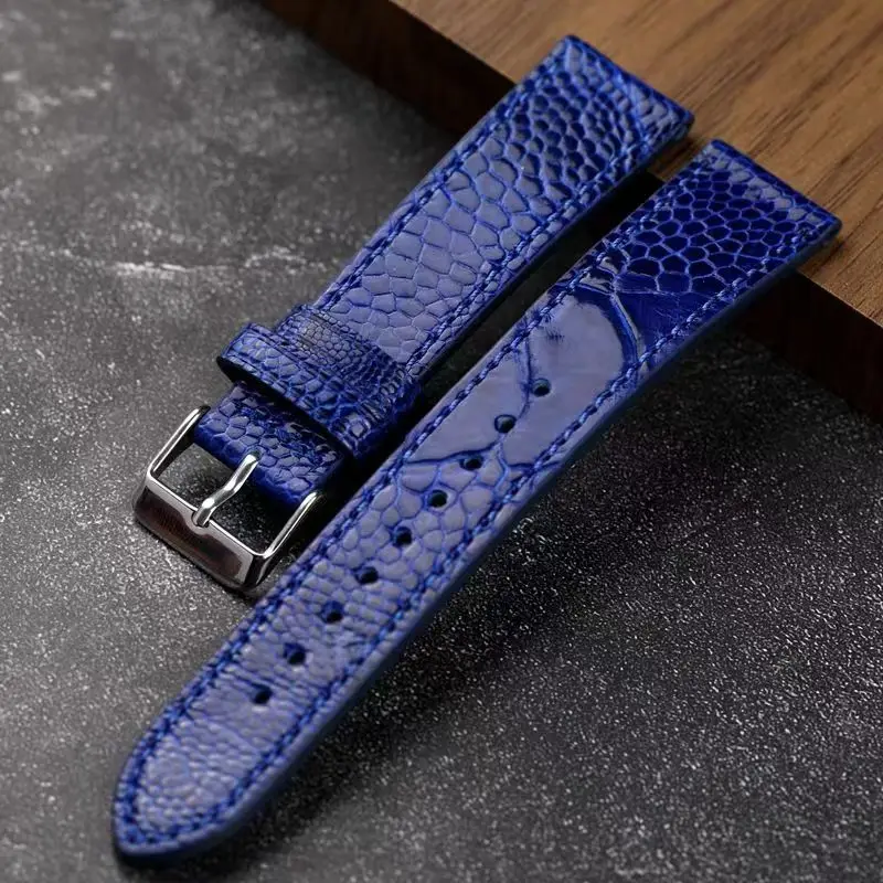 Handmade ostrich foot leather strap 18 19 20 22MM blue and green wear-resistant durable high-grade leather soft bracelet