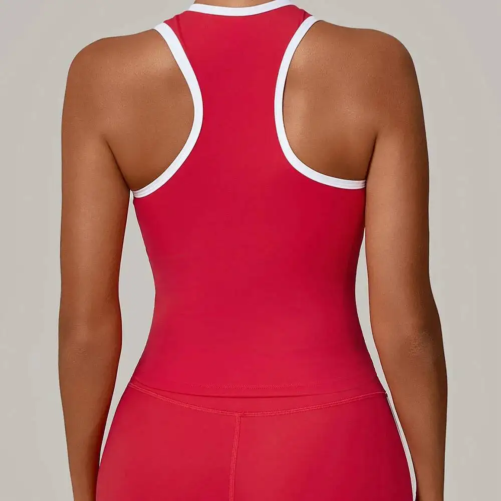 

Бесшовная майка для йоги с цветными блоками, дышащая конструкция-борцовка, быстросохнущая ткань для бега в тренажерном зале