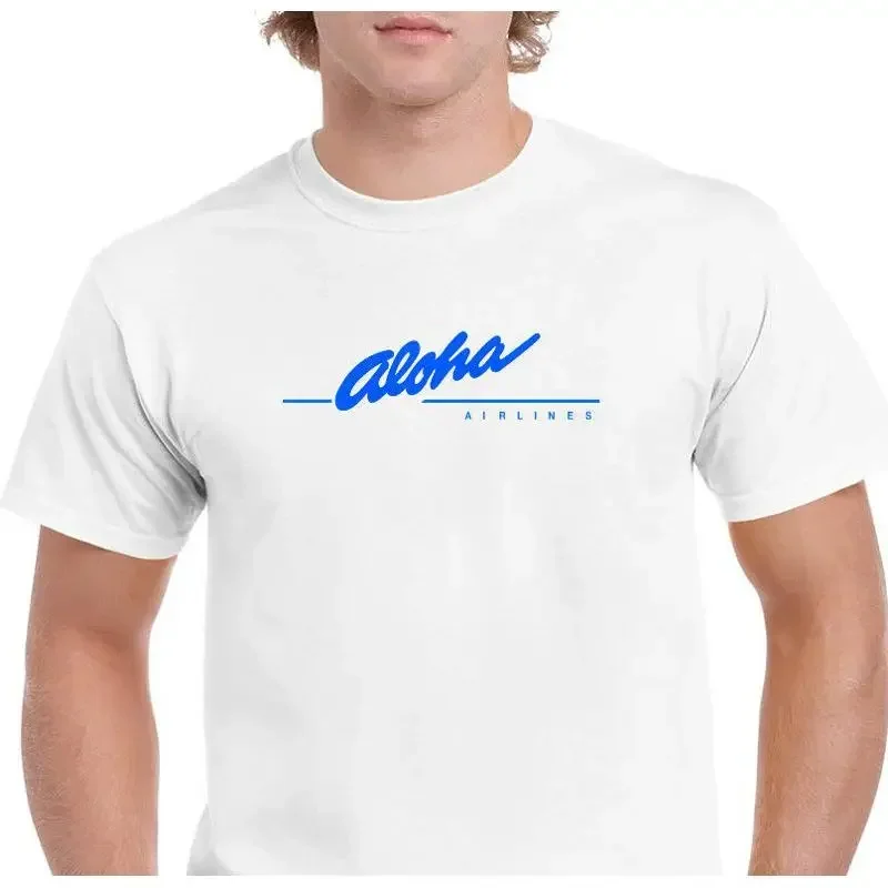 Aloha Airlines Blue Vintage Logo T Shirt Hawaiian Airline White Cotton
