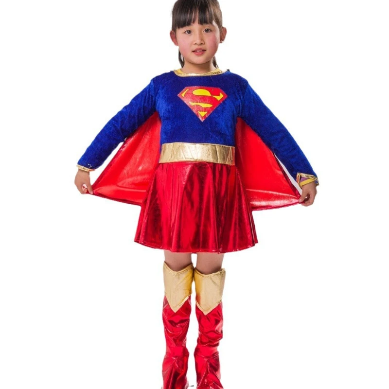 New girl Superman playcostume Halloween Marvel Hero Superman pompadour skirt kindergarten parent-child dressperformance costume