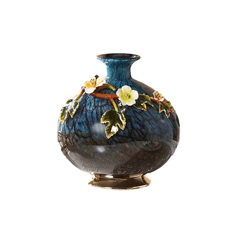 New Chinese enamel art ornaments, home light luxury European living room, entrance decorations, high-end vases