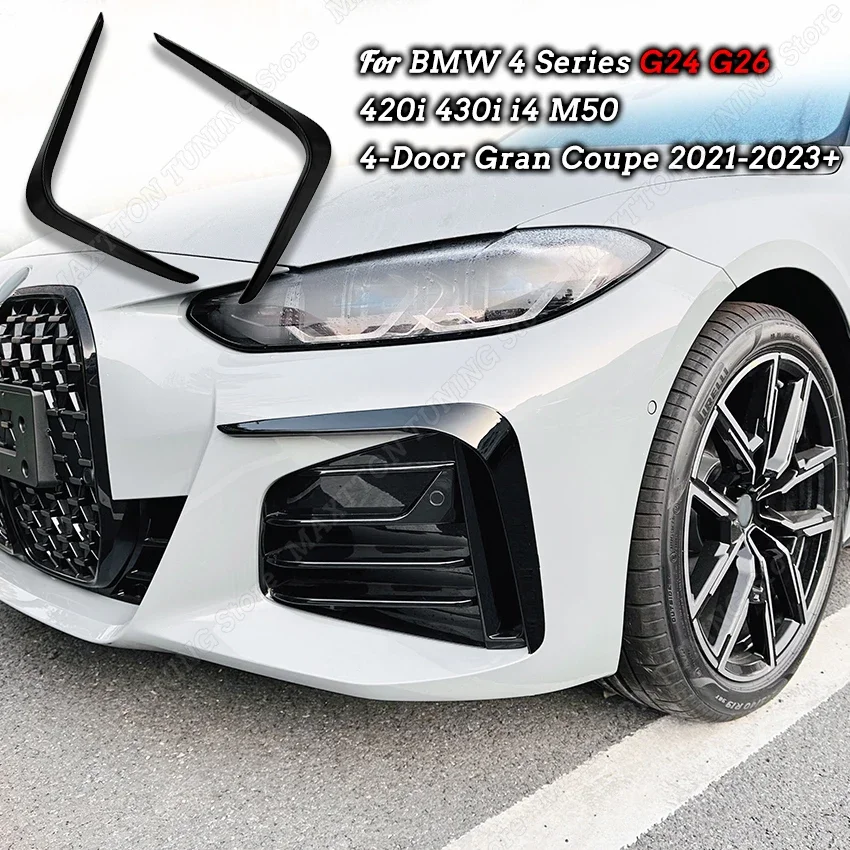 For BMW G24 G26 420i 430i i4 M50 4 Series 4-Door 2Pcs Front Bumper Side Spoiler Lip Splitter Diffuser Tuning Bodykit Accessories