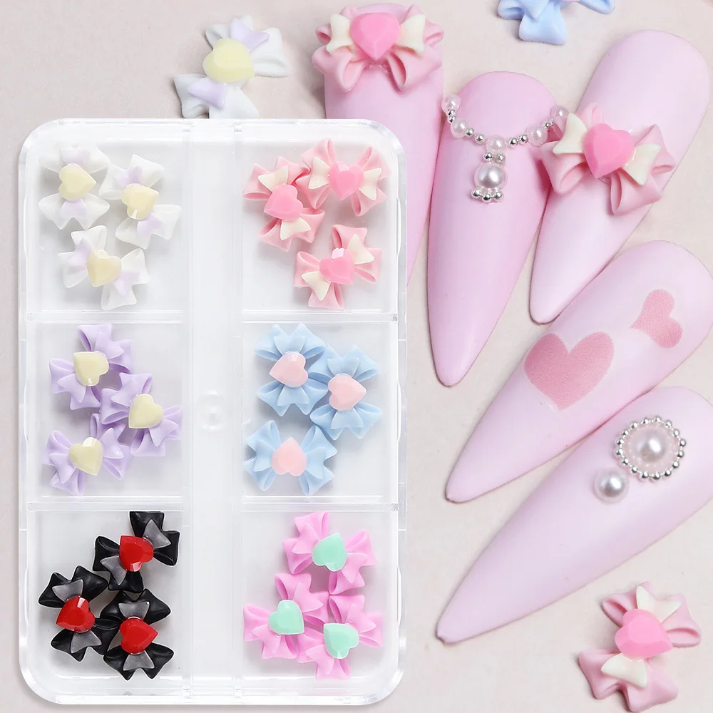 

Resin Love Bow Accessories with 18pcs Dragon Heart Butterfly Nail Art Decorations Flatback Rhinestone