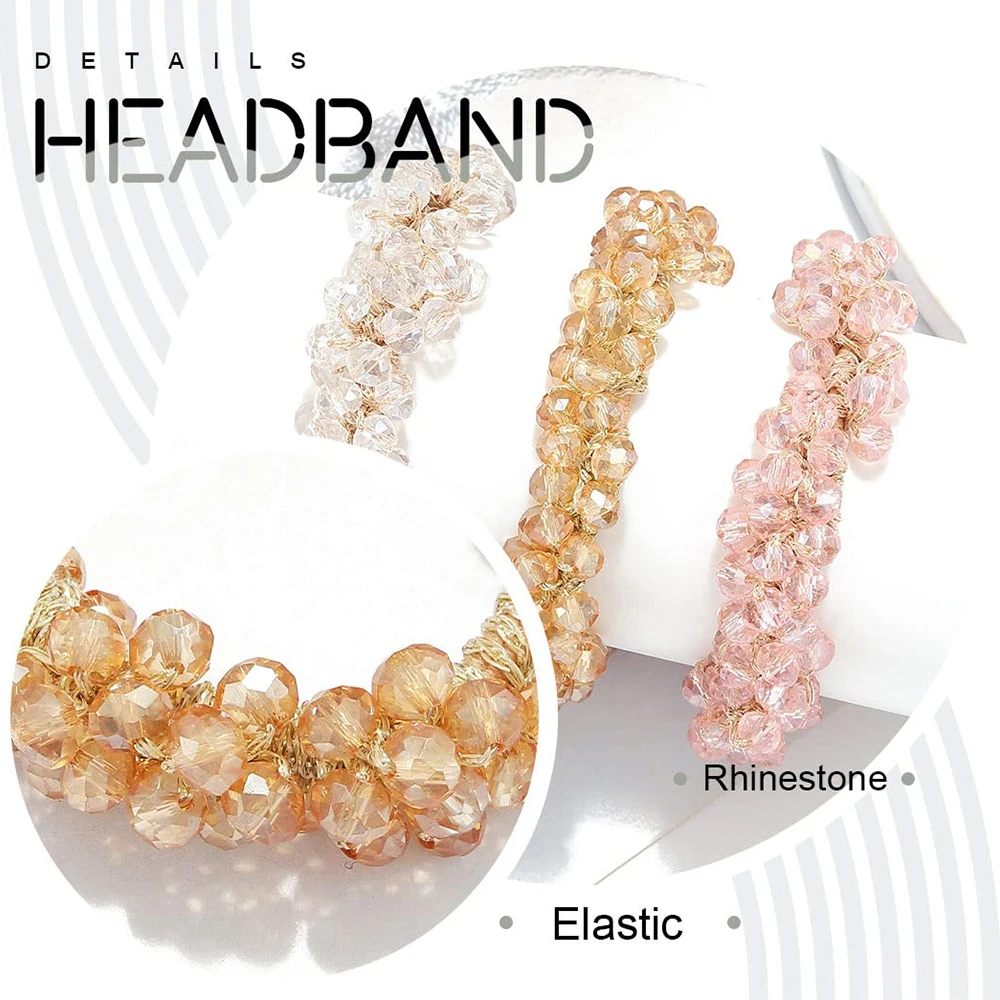 Women Crystal Elastic Hair Tie Hair Bead Ponytail Holder Hair Rope Handmade Rhinestone Hair Accessories