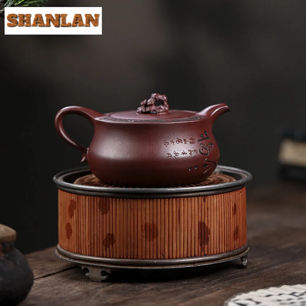 300ml Handmade Yixing Purple Clay Teapots Handmade Pot Raw Ore Dragon's Blood Sand Mud Kettle with Strainer Zisha Tea Set Craft