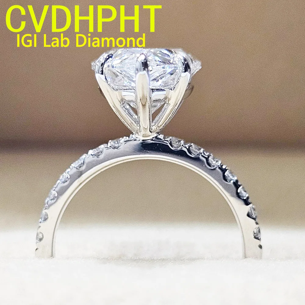 Popular  Factory 5Carat Real Solid 18K White gold Lab grown dimaond ring IGI Pear cut D color Wedding engagement ring ﻿ ﻿