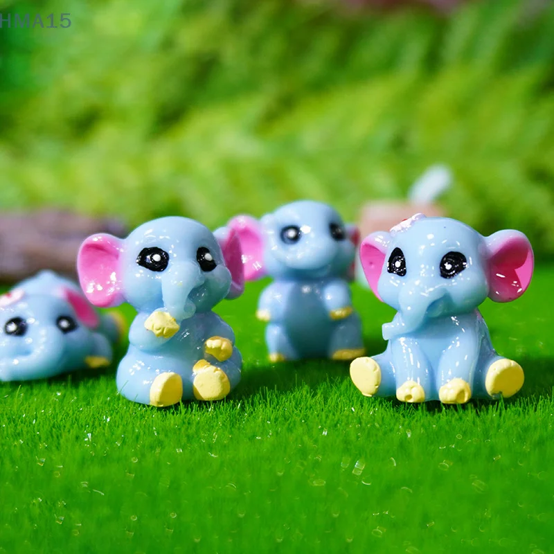 Mini Elephant Animal Miniature Resin Figures Fairy Garden Accessories Micro Landscape Dollhouse DIY Craft Decoration