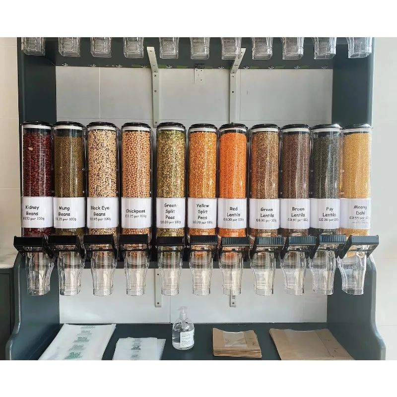 Premium Food Plastic Grade Acrylic Dry Powder Sugar Grain Grain Rice Coffee Bean Flavor Display Container Dispenser