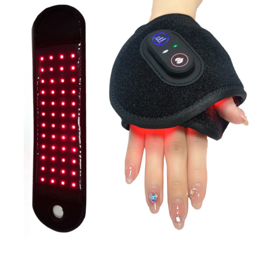 Rechargeable Cordless Red&Near Infrared Light Therapy Wrist Wrap Band with 48 Leds for Hand, Wrist, Finger, and Joint Discomfort